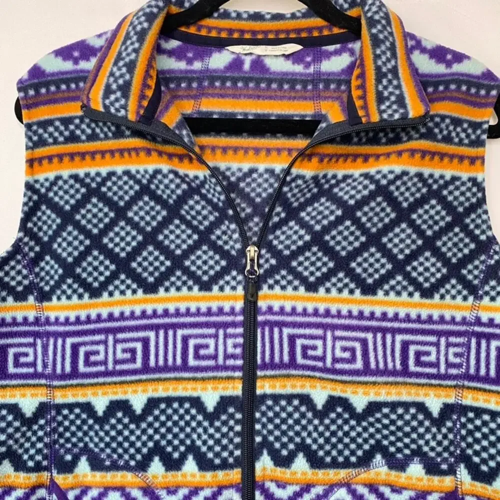 Woolrich Purple Geometric Aztec Vintage Pattern Fleece Full Zip Vest Size Medium - Picture 2 of 9